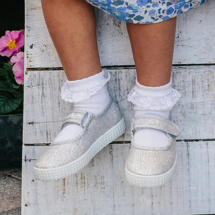 Hampton Canvas Martha Shoes in Silver