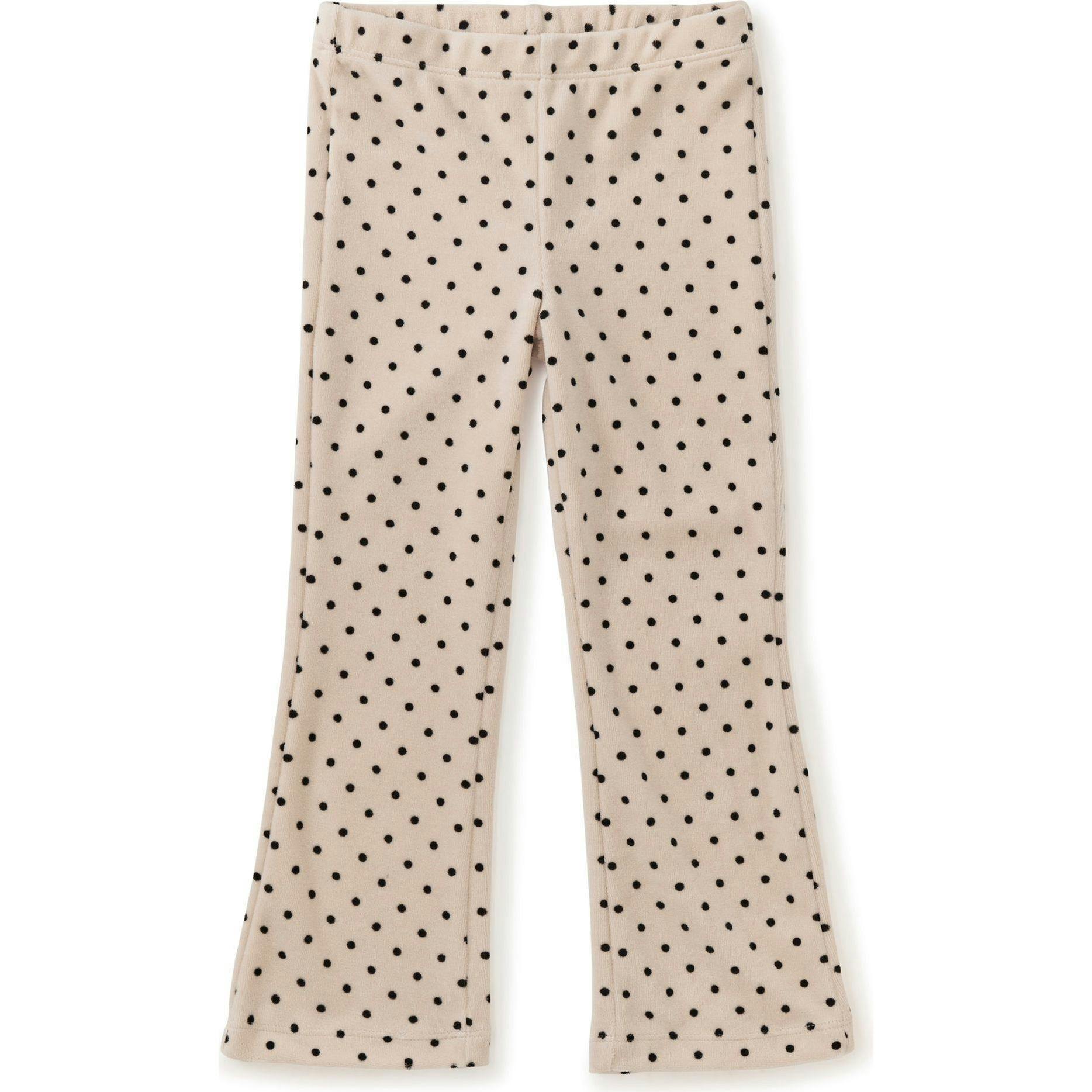 Polka Dot Velour Flare Pants, Brown