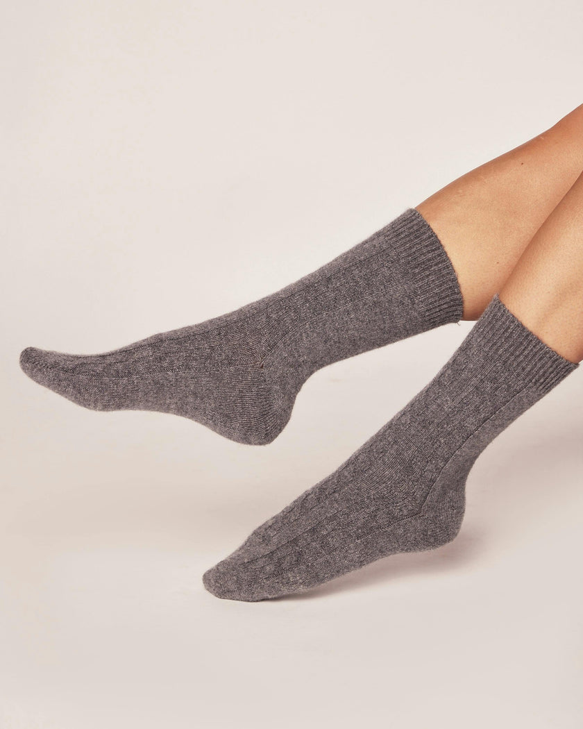 Women's Cashmere Socks in Dark Heather Grey