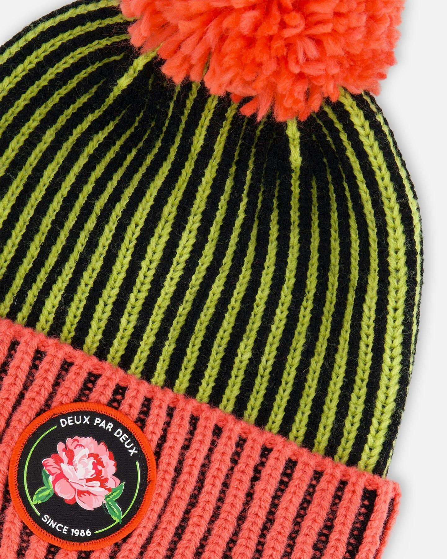 Ribbed Knit Pompom Beanie Hat