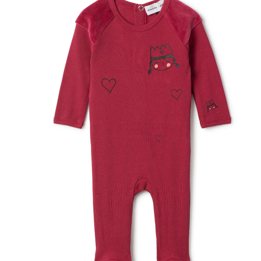 Princess Print Onesie Berry