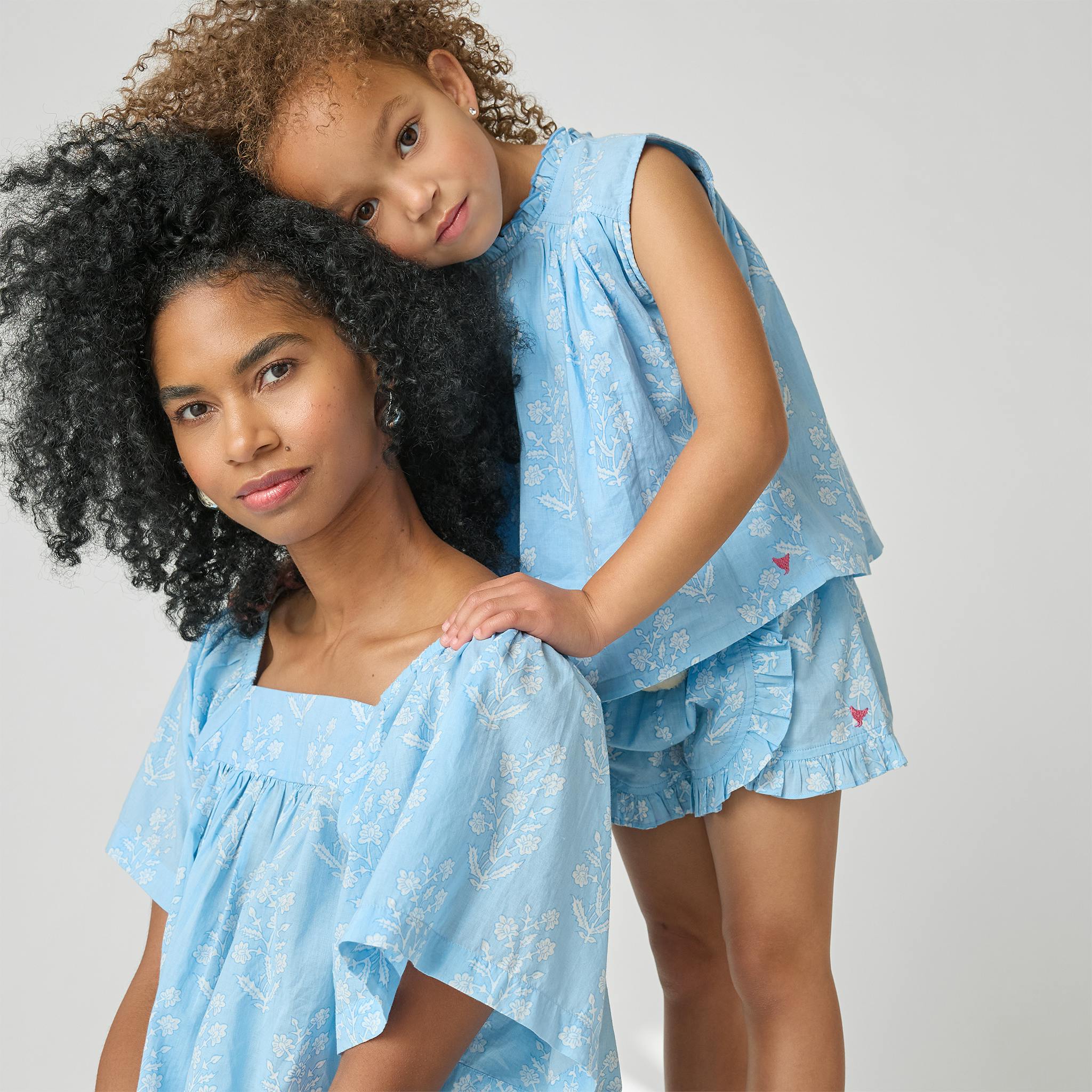 Womens Dahlia Top - Blue Dewdrop Block Print
