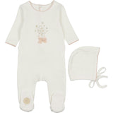 Nature's Florals Footie & Hat Set Ivory & Rose