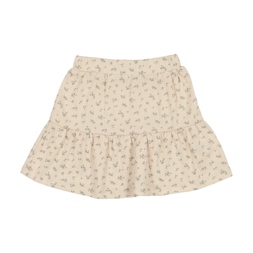 Printed Gauze Tired Ruffle Hem Short Skirt