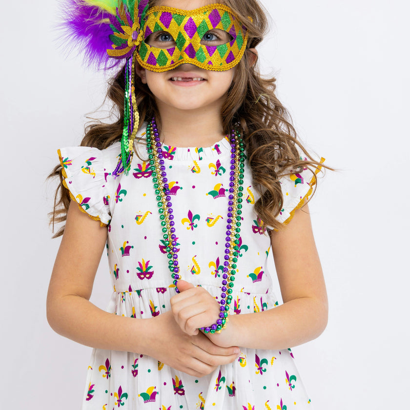 Mardi Gras Medley Ruffle Dress