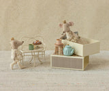 Royal twin mice, Little sister and brother in matchbox
