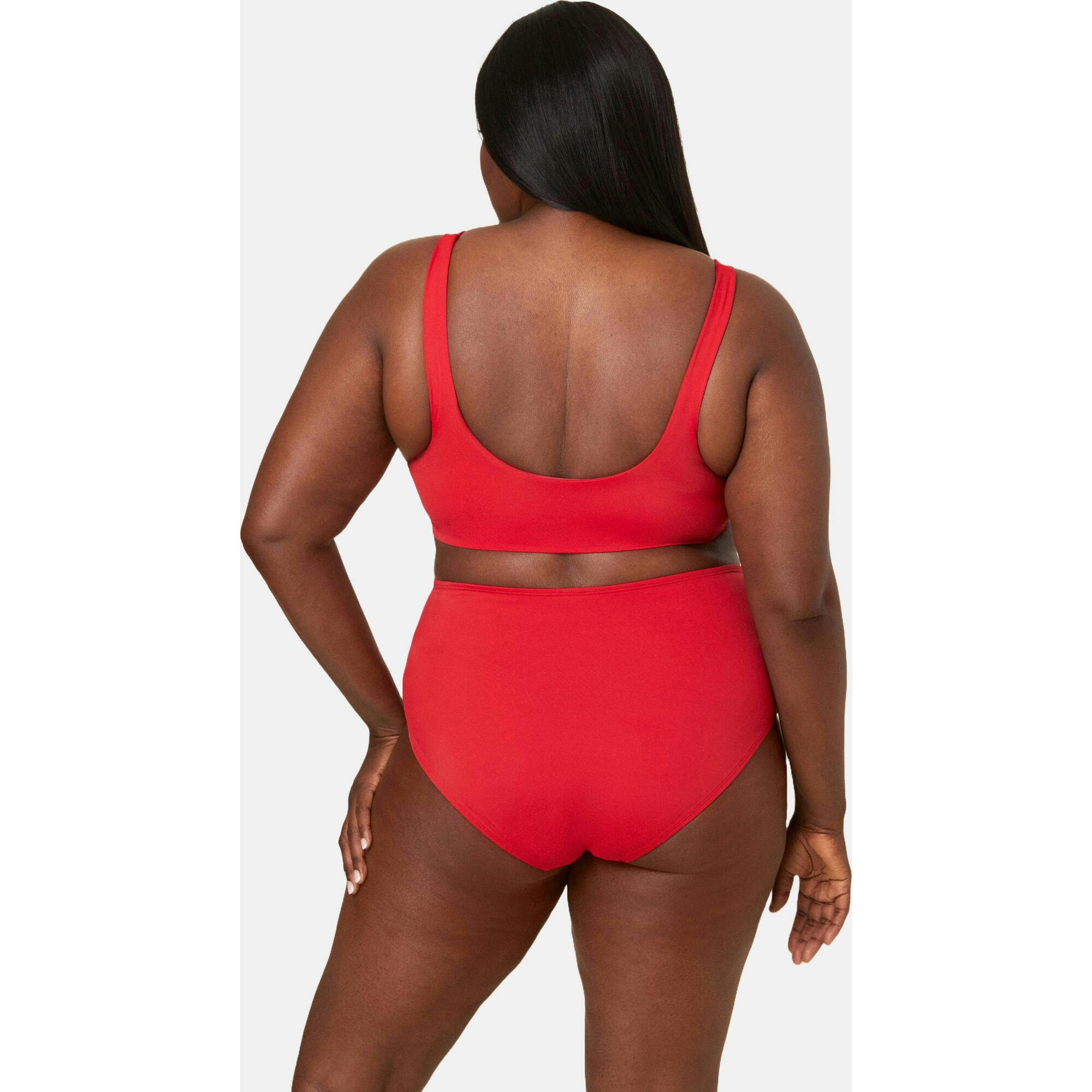 The High Waist Bikini Bottom - Eco Nylon - Cherry Red