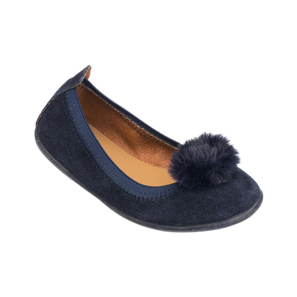 Suede Pom Pom Ballerina