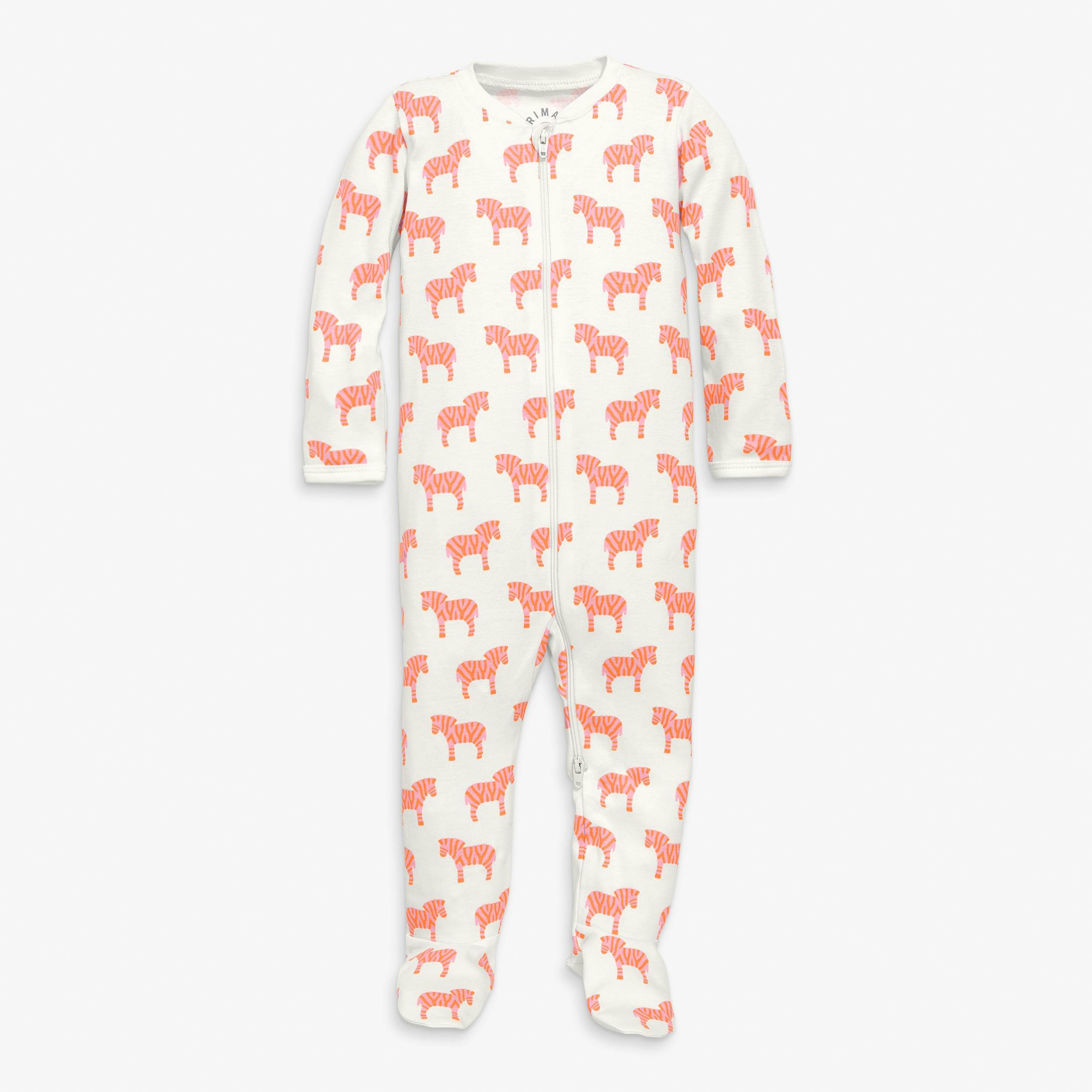 Baby organic animal friends zip footie
