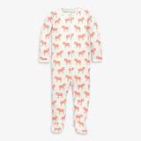Baby organic animal friends zip footie