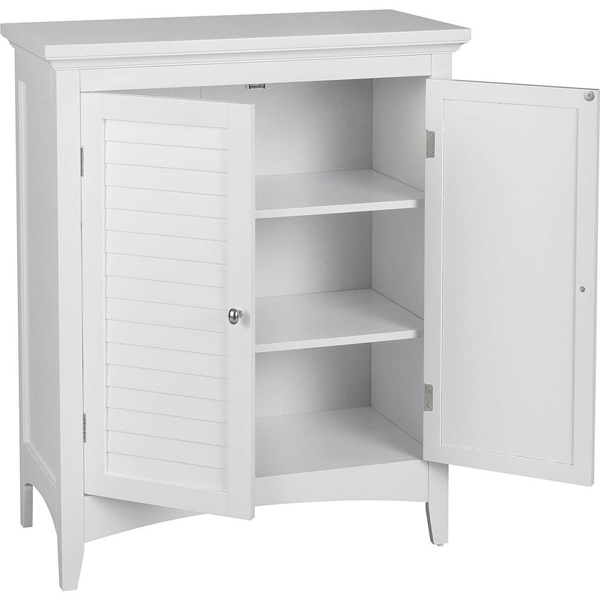 Glancy Free Standing Floor Storage Cabinet with Louvered Doors Adjustable Shelves
