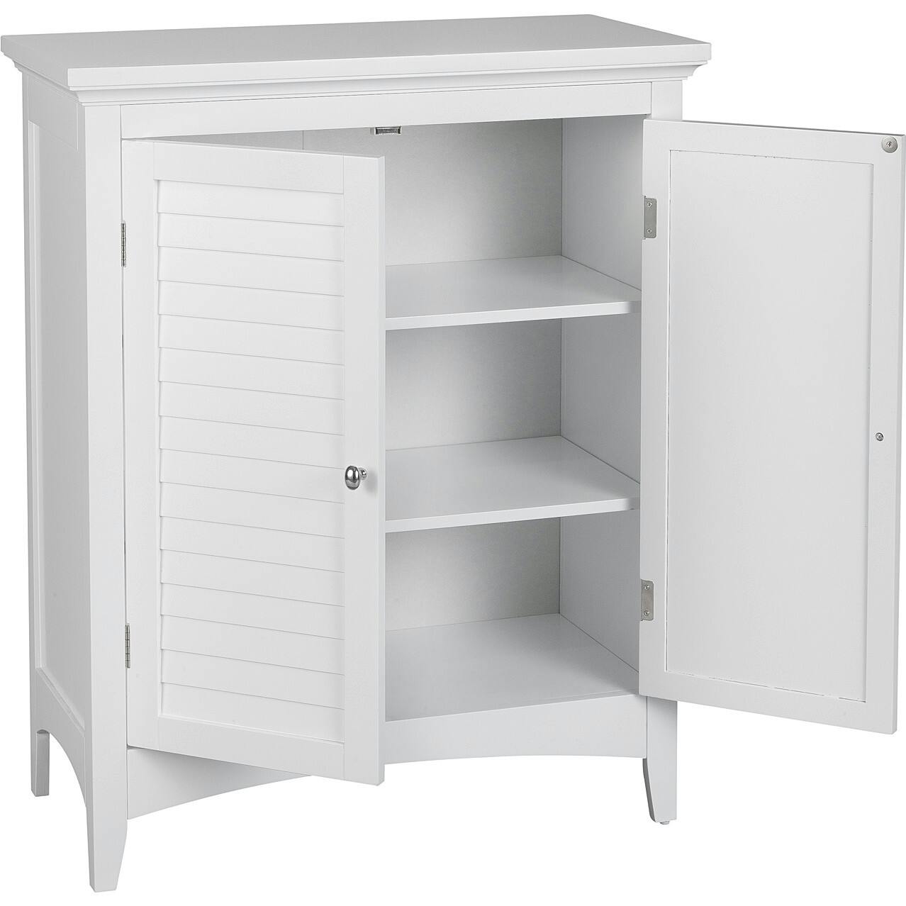 Glancy Free Standing Floor Storage Cabinet with Louvered Doors Adjustable Shelves