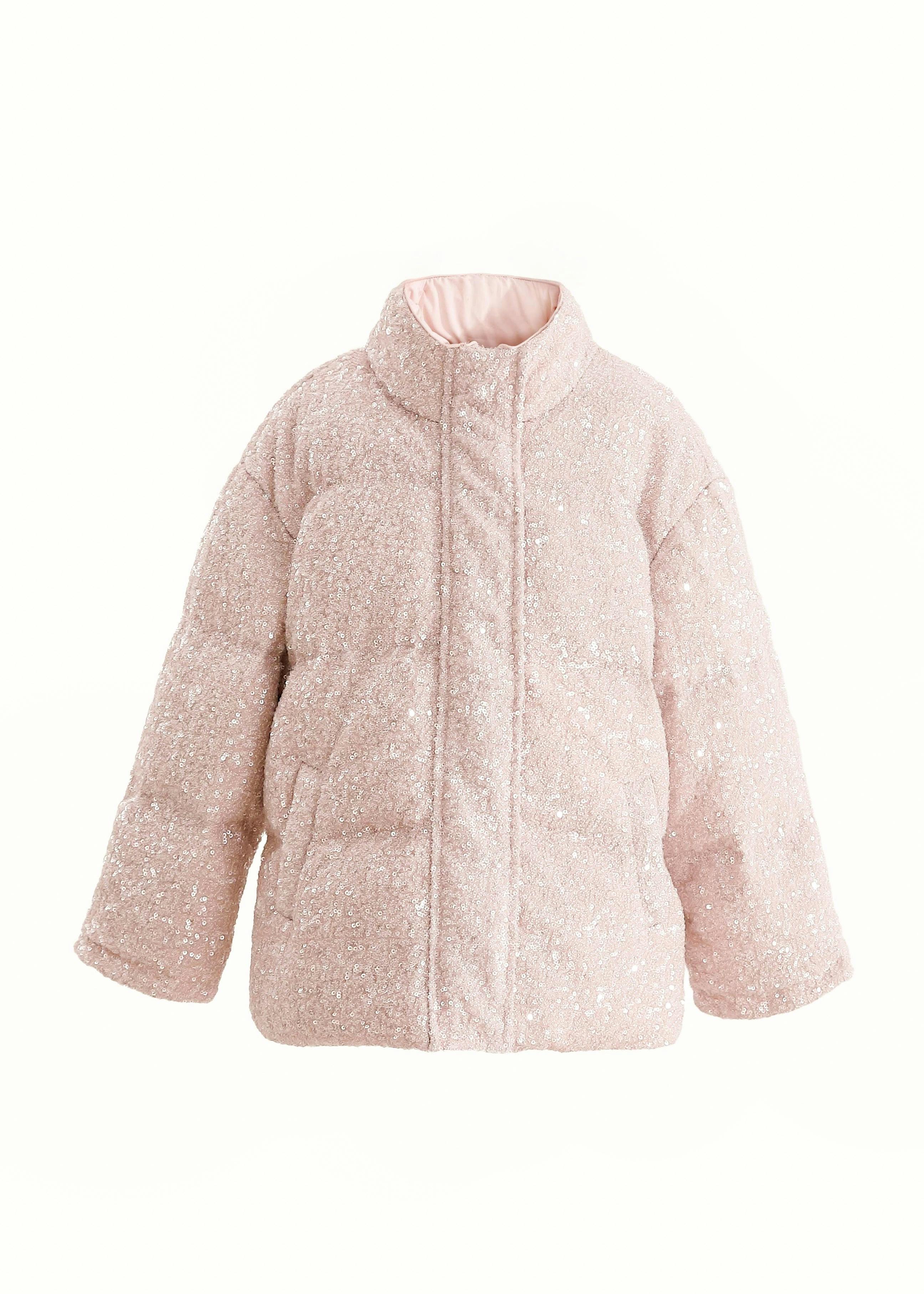 Pink Glitter Puffer Jacket