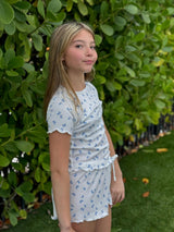 Girls Ribbed 2 Piece Top and Shorts Set