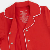 Ribbon Red - Knit Flame Resistant Kids Long Sleeve Coat Style with Pant