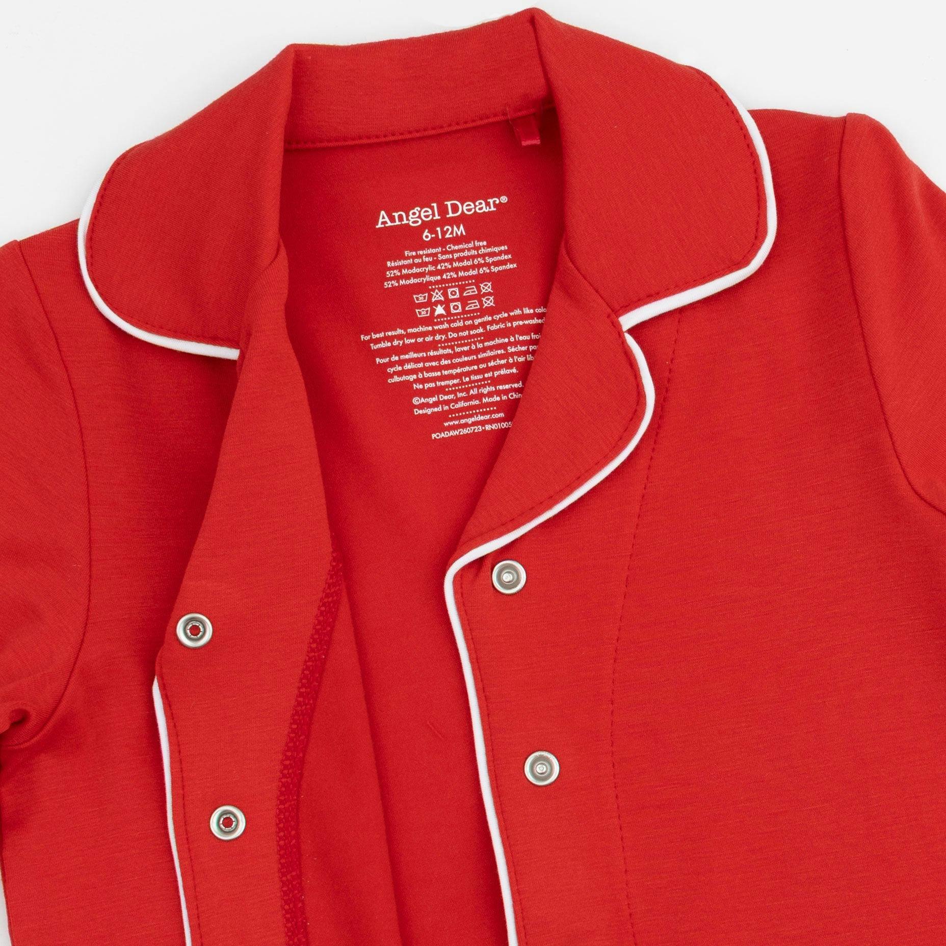 Ribbon Red - Knit Flame Resistant Kids Long Sleeve Coat Style with Pant