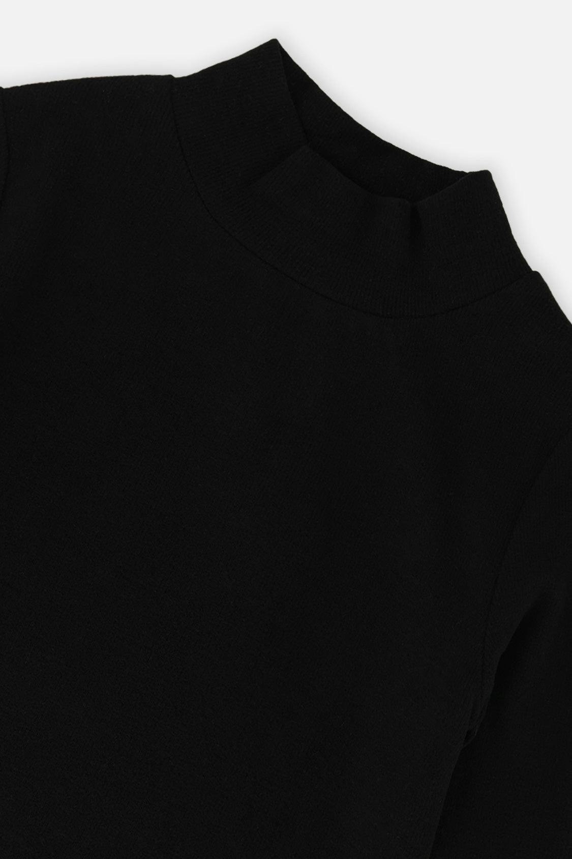 Brushed Rib Mock Neck Top Black