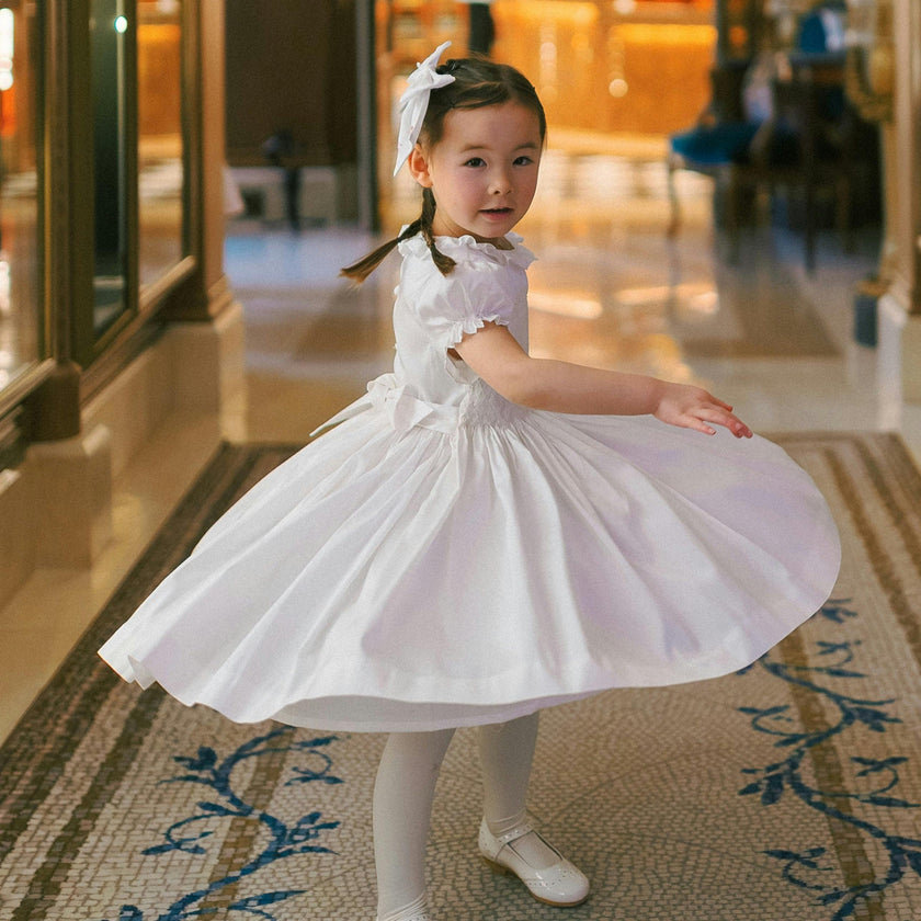 Colombe White Silk Ceremony Girl Dress
