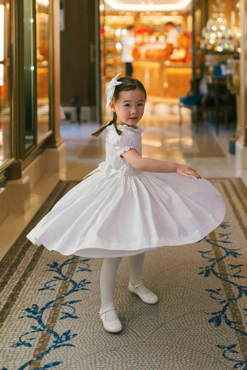 Colombe White Silk Ceremony Girl Dress