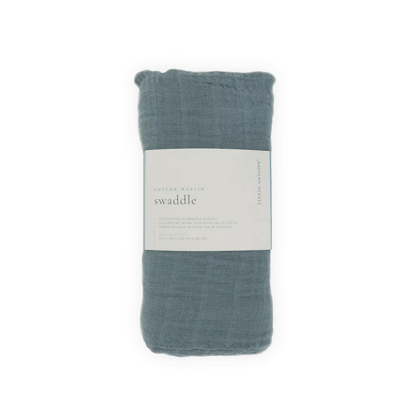 Cotton Muslin Swaddle Blanket - Sea
