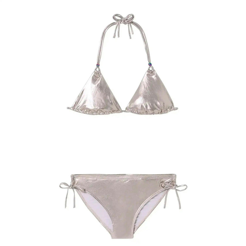 Triangle two-piece swimsuit, pink gold | GLOW 2P