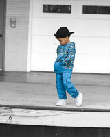 Wishin I Was Fishin' Blue Jogger Set