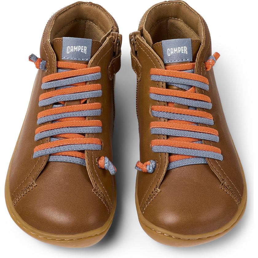 Kids Peu Lace-Up Ankle Boots, Brown