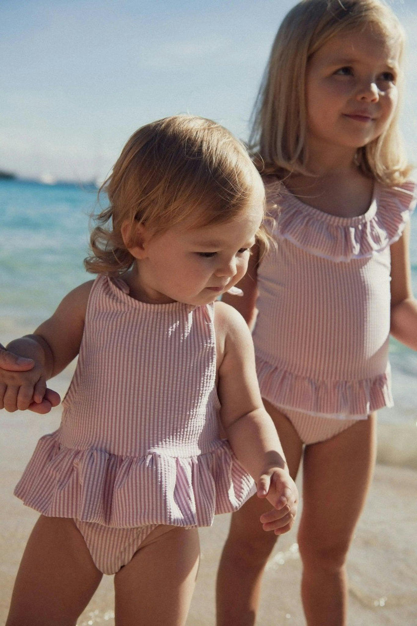 Girls' two-piece swimsuit with lilac stripes | CANDY 2P