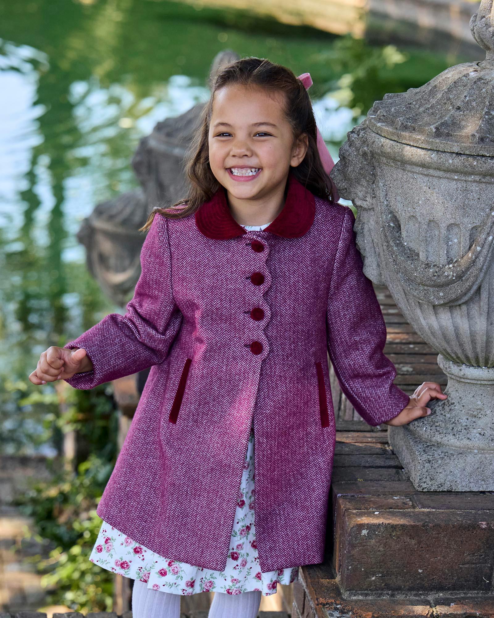 Matilda Swing Coat in Plum Herringbone