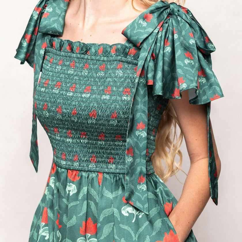 Rayna Dress in Green Floral Block
