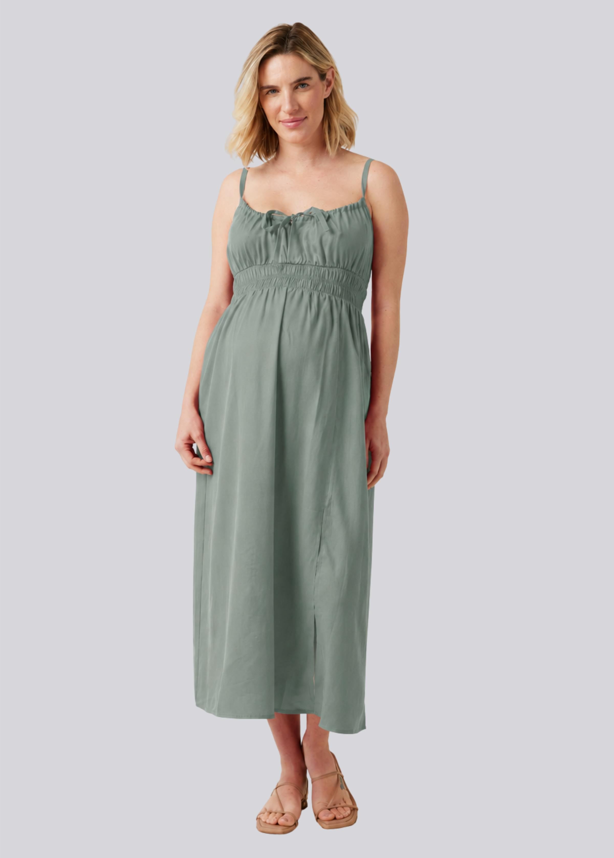Sleeveless Lyocell Maternity Nursing Midi Dress