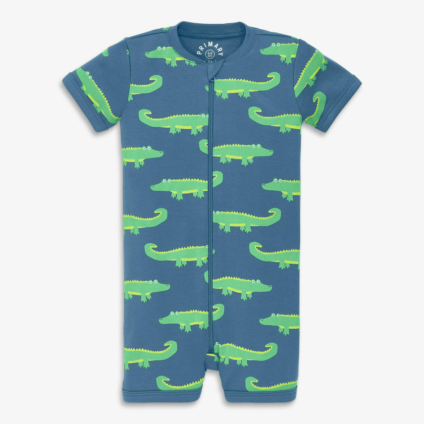 Clearance baby organic zip shortie in gator pals
