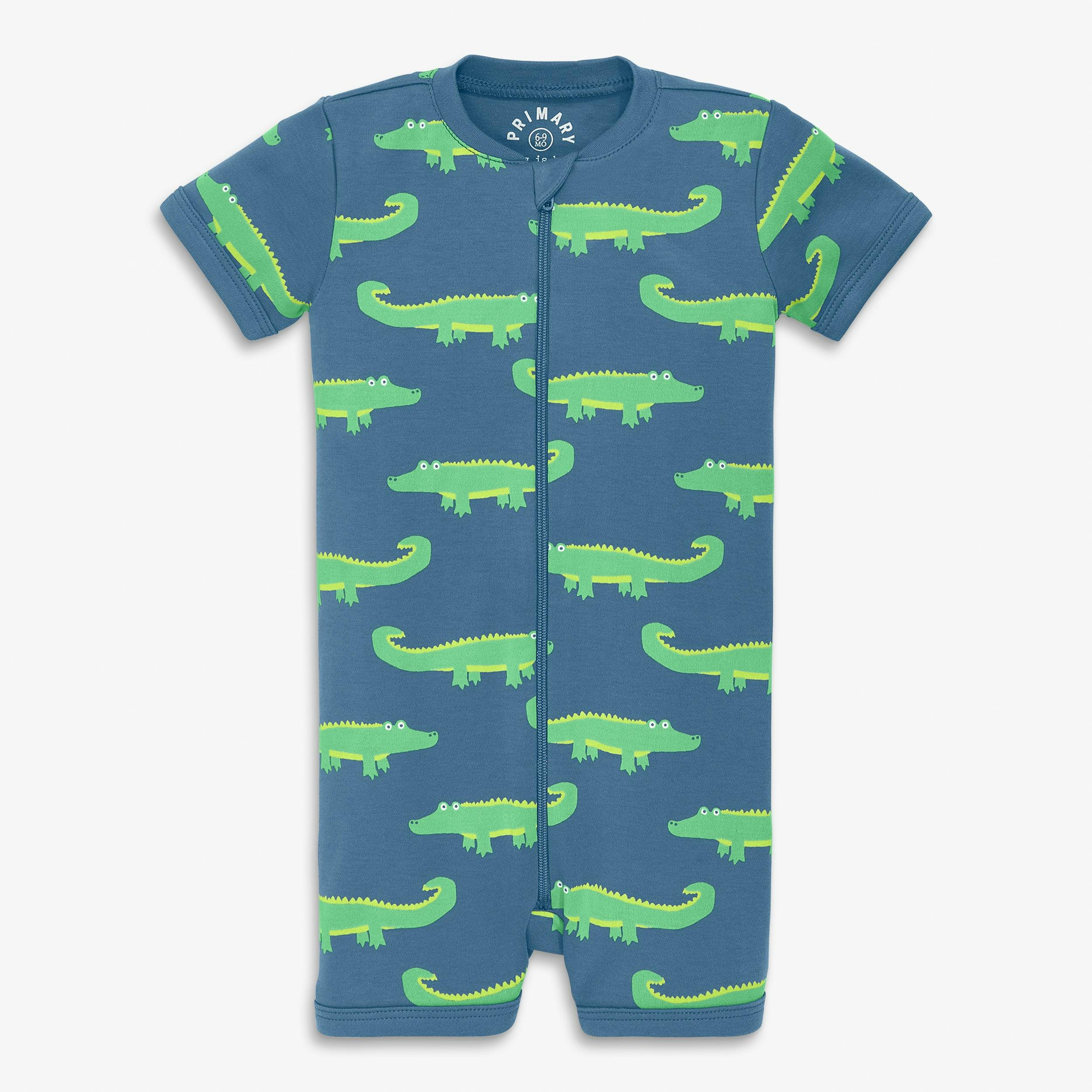 Baby organic zip shortie in gator pals