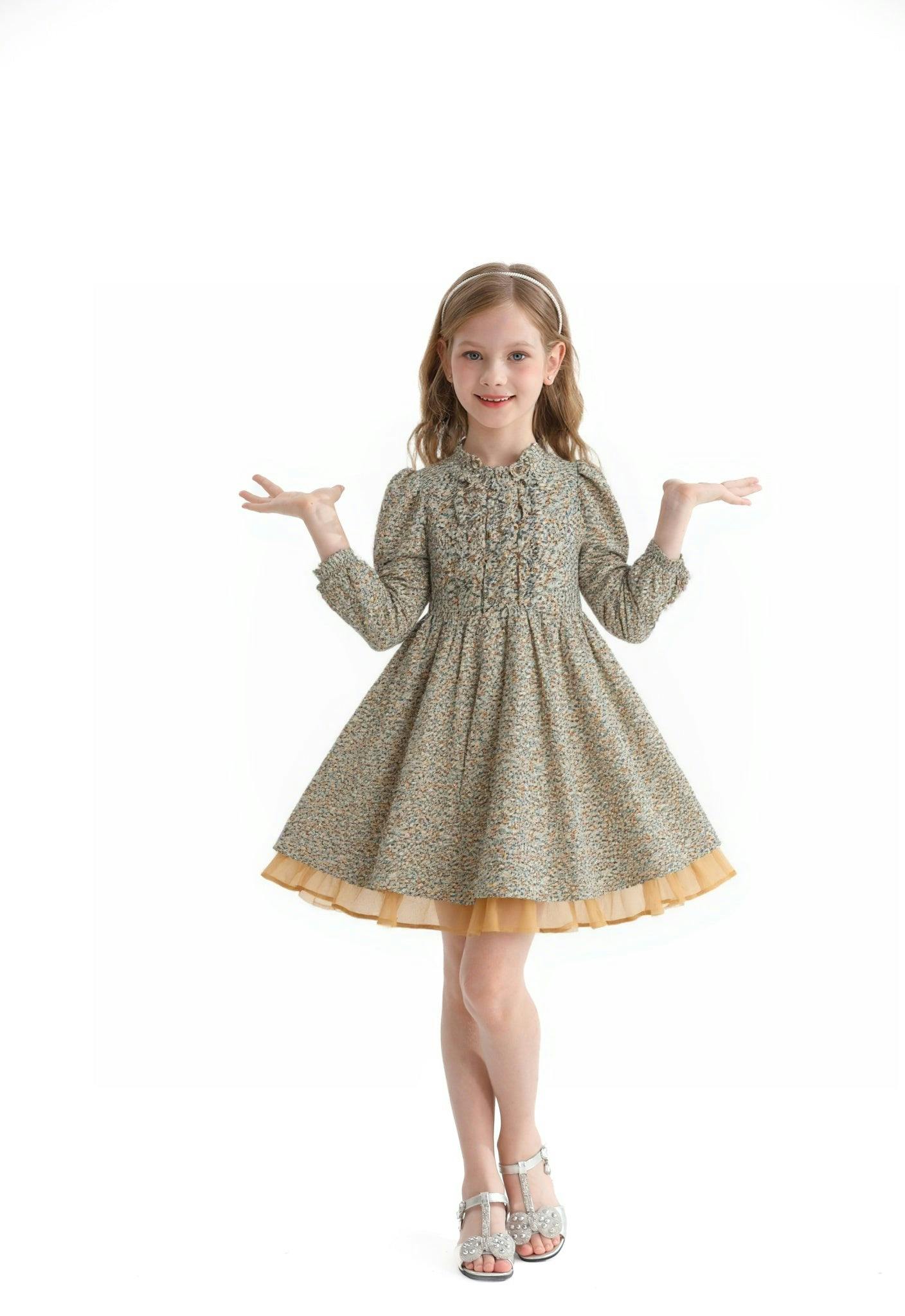 Green Floral Layered Dress