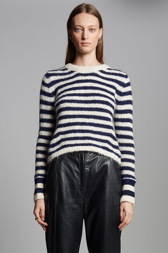 AVA STRIPE SWEATER | IVORY + NAVY