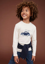 Long Sleeve Embroidered Car T-shirt