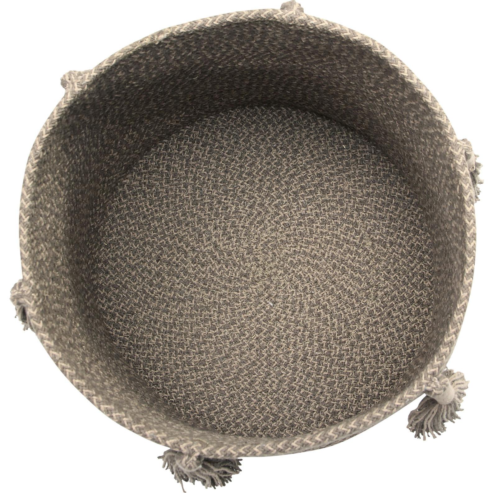 Woody 2-Shade Woven Round Basket With Tassels