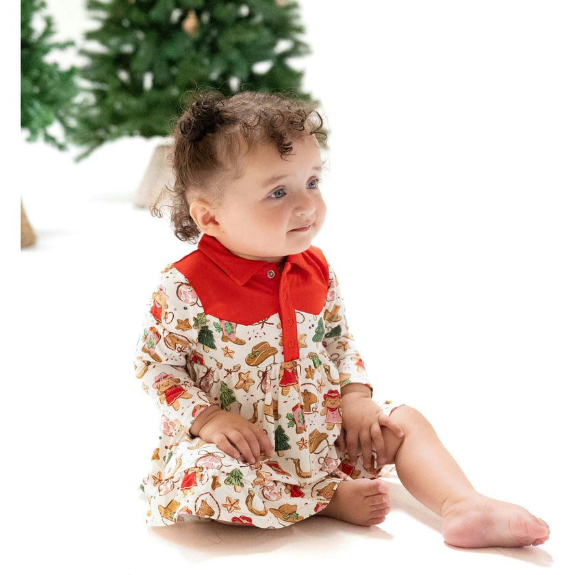 Cowgirl Christmas - Long Sleeve Cowgirl Bodysuit Dress