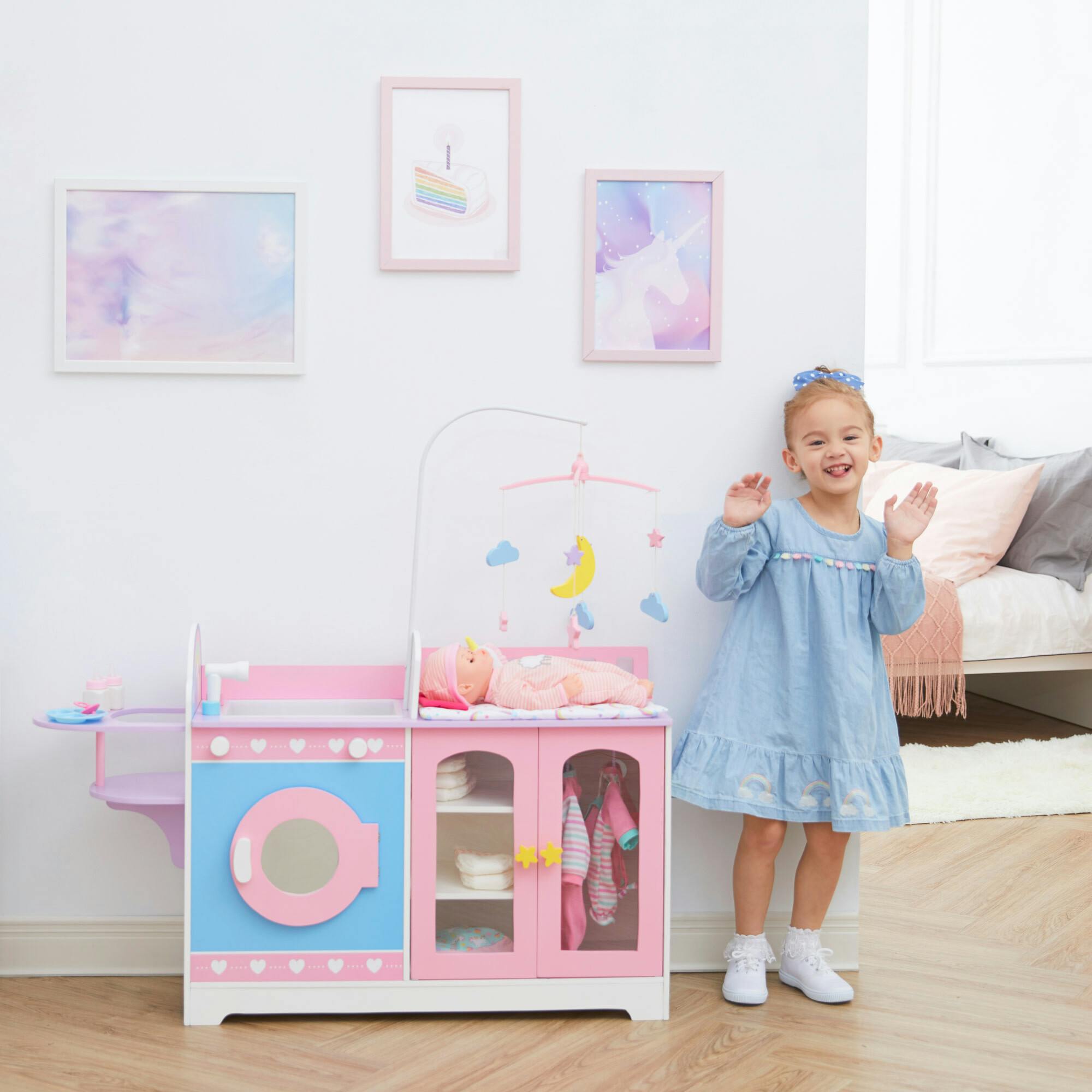 Olivia's Little World Wooden Baby Doll 6-in-1 Changing Station