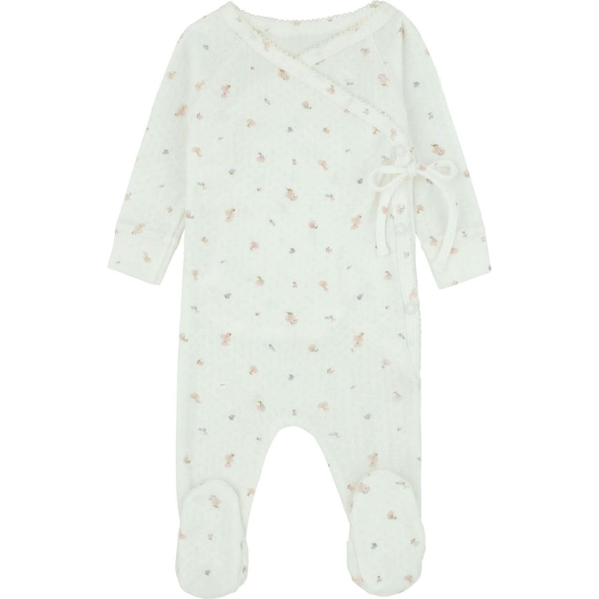 Pointelle Printed Wrap Footie, Girls