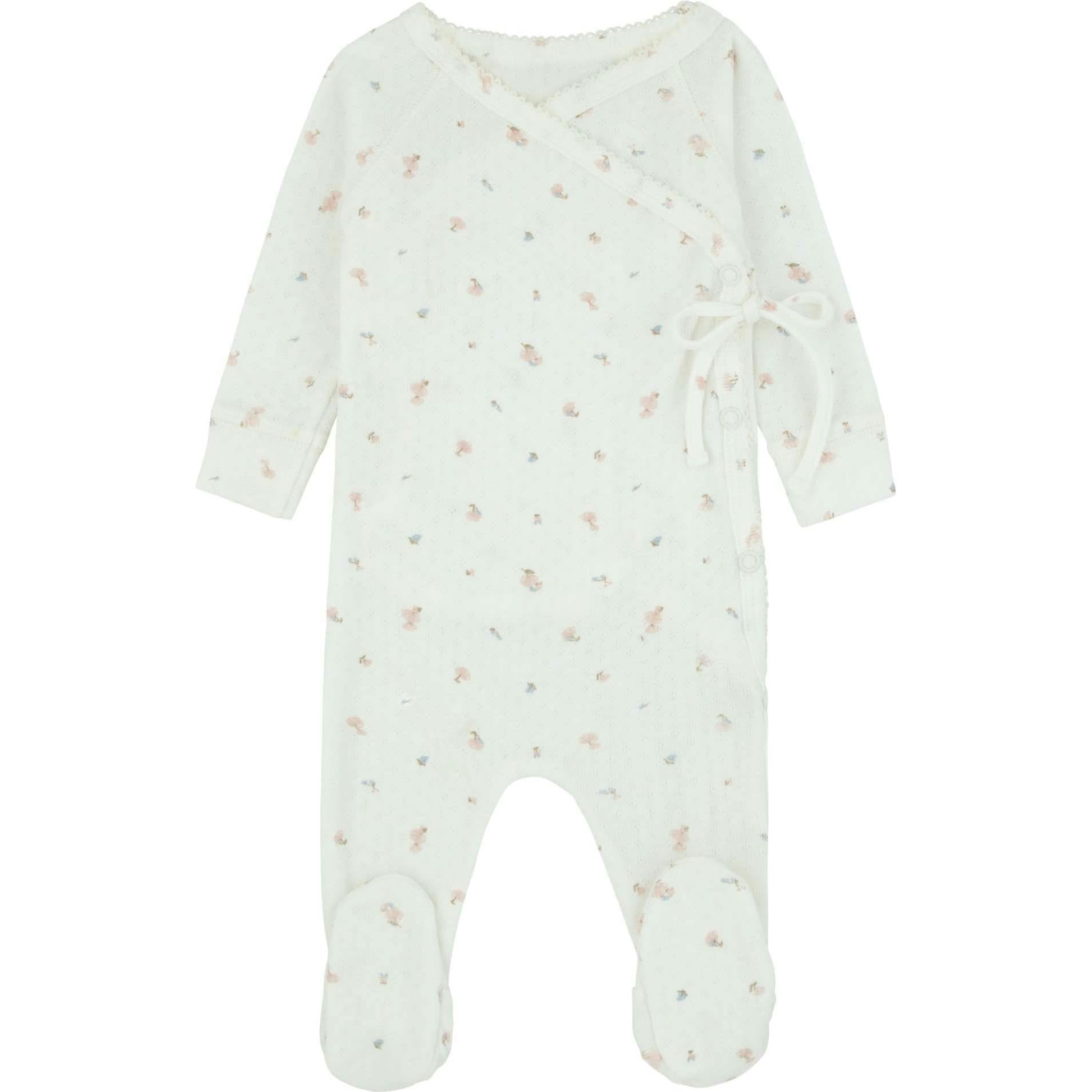 Pointelle Printed Wrap Footie, Girls
