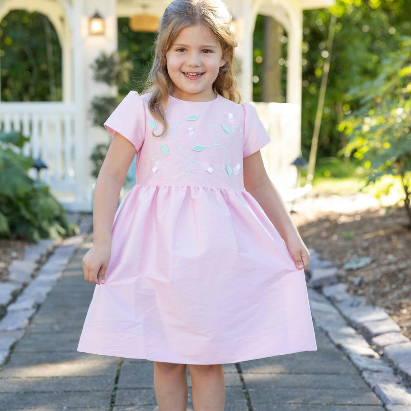Dupioni Dress With Flower Vines