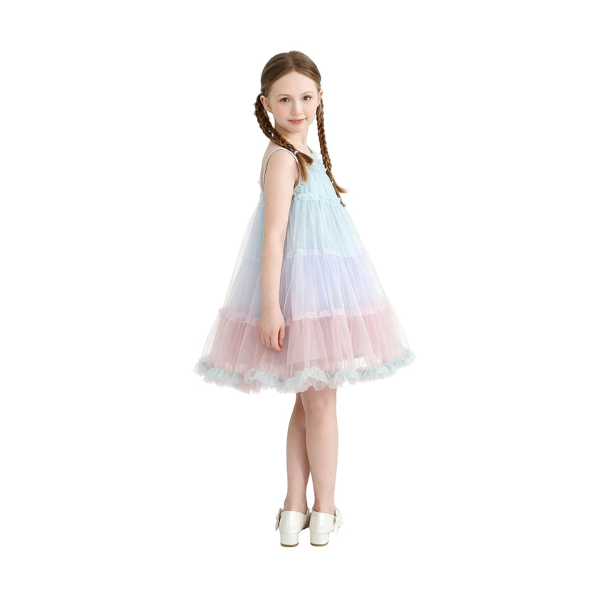 Blue Virelle Gradient Tulle Dress
