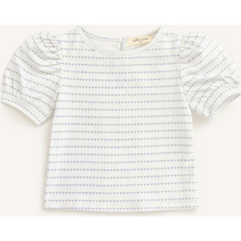 Puff Sleeve Tee in Purple Heart Stripe