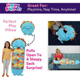 Happy Nappers: Pillow & Sleepy Sack: Large - Blue Triceratratops