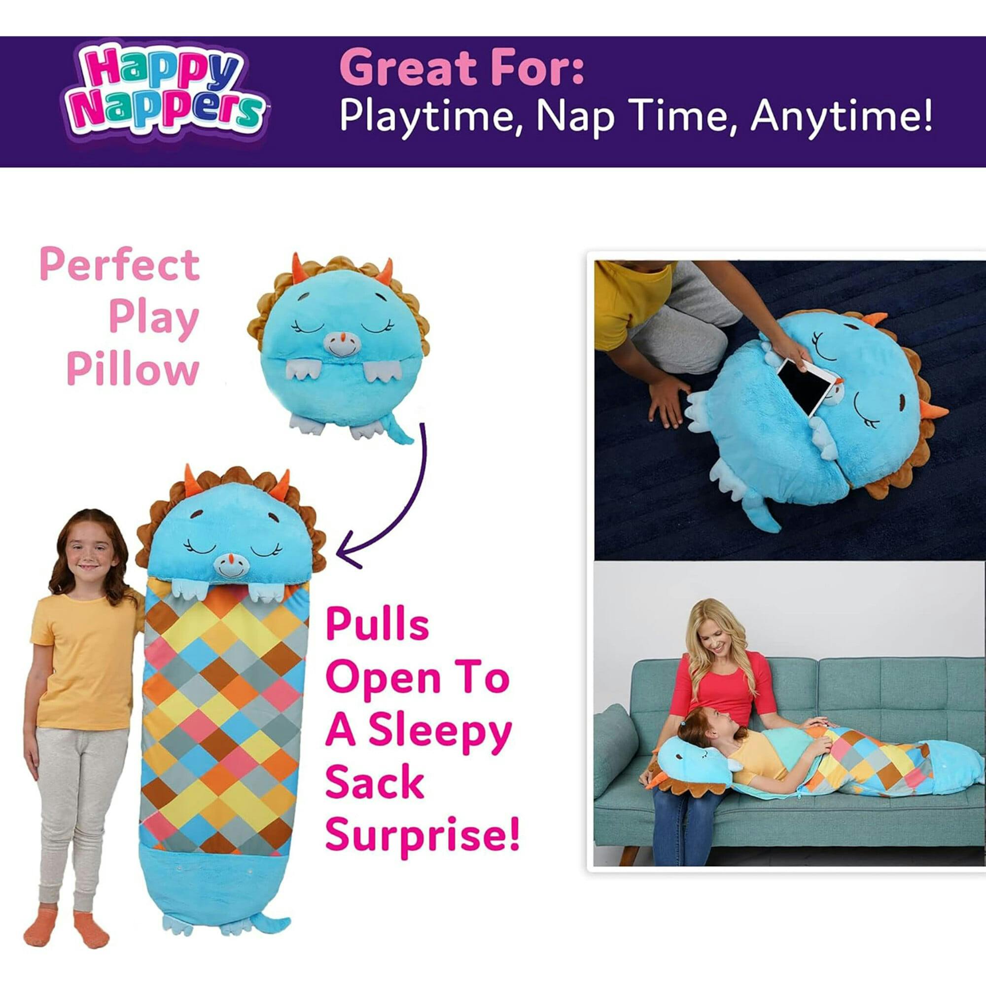Happy Nappers: Pillow & Sleepy Sack: Large - Blue Triceratratops