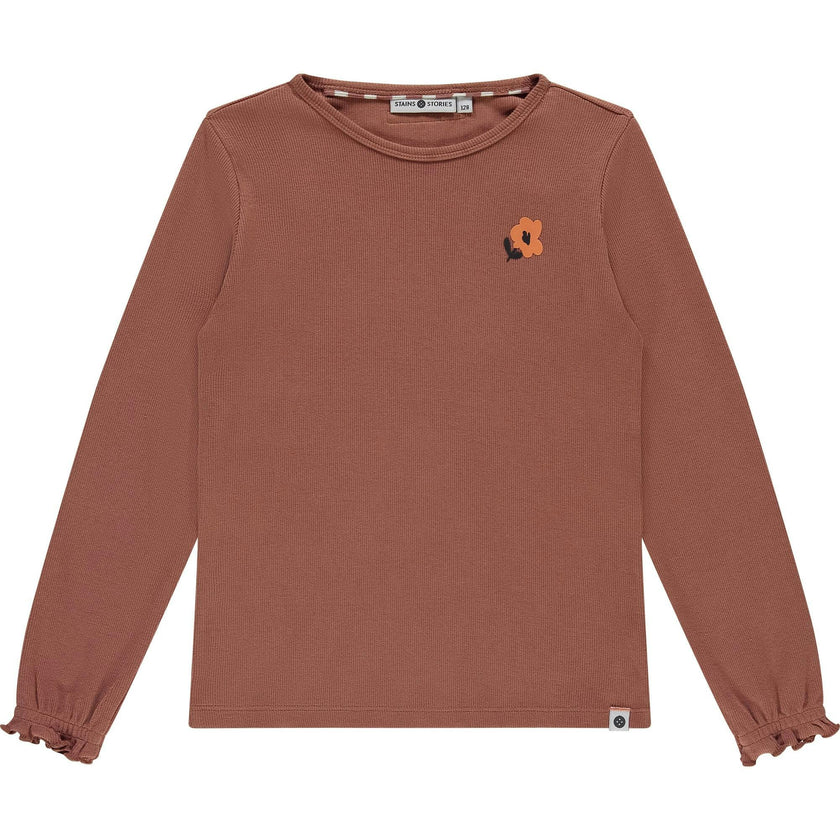 Ribbed Lettuce Edge Long Sleeve T-Shirt
