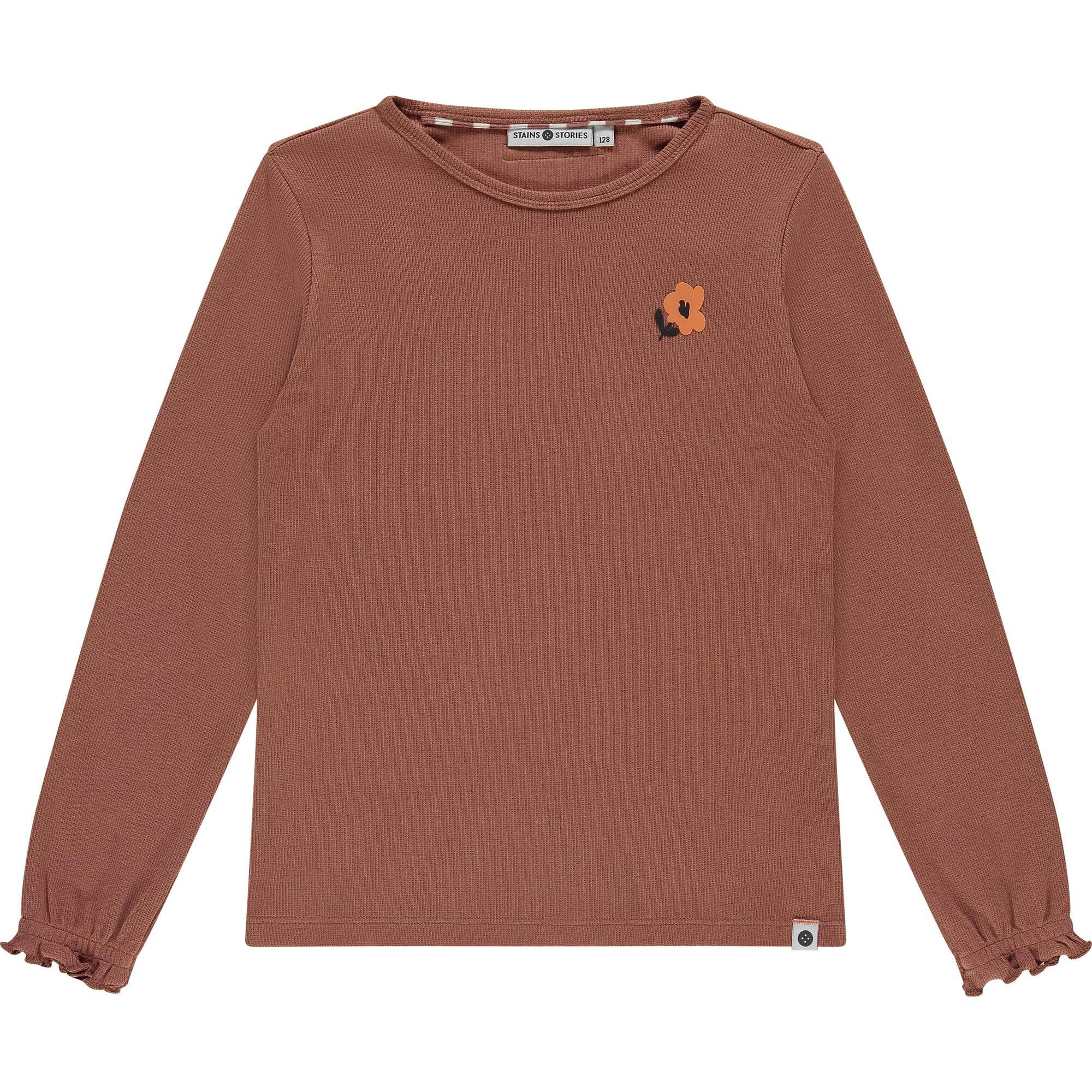 Ribbed Lettuce Edge Long Sleeve T-Shirt