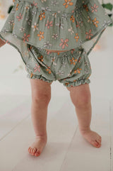 Girls Flutter Dress Set in Sketched Daisy