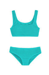 Fay Crinkle Tankini Two Piece Swimsuit - Turquoise